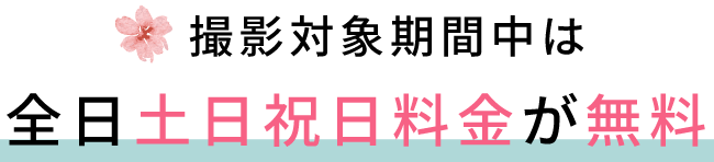 ＊撮影対象期間中は全日土日祝日料金が無料＊