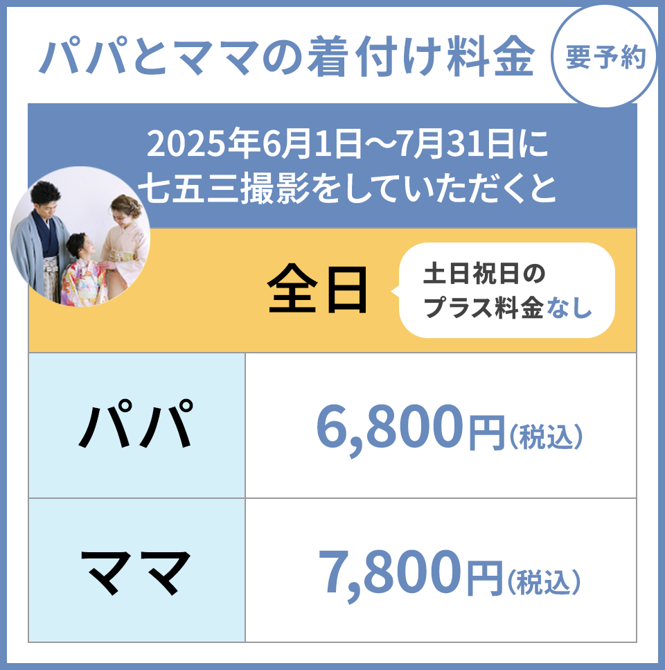 パパとママの着付け料金