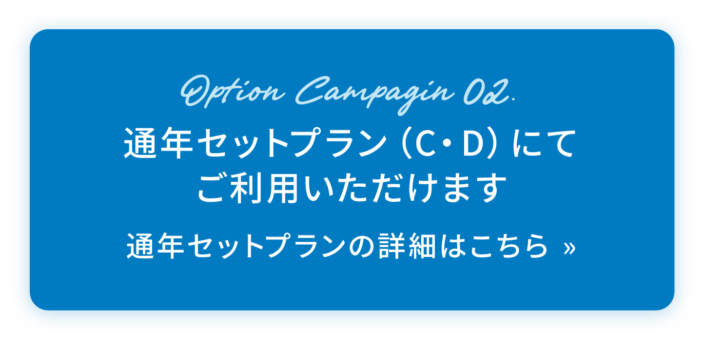 Option Campagin 02.　通年セットプラン（C・D）にてご利用いただけます！通年セットプランの詳細はこちら »