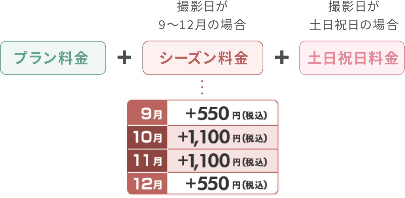 ご利用月によってプランの料金に『シーズン料金』が加算されます。