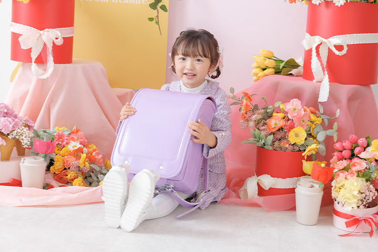 入学記念写真ランドセル