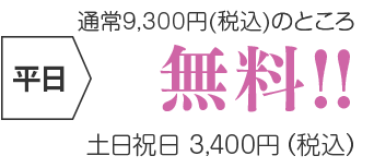 平日無料・土日祝3,400円(税込)