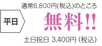 平日無料、土日祝日3,400円(税込)